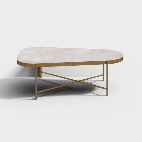 Elegant Oval Marble Coffee Table 3D model