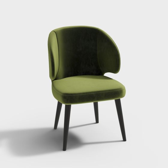 Stylish Velvet Green Armchair 3D model