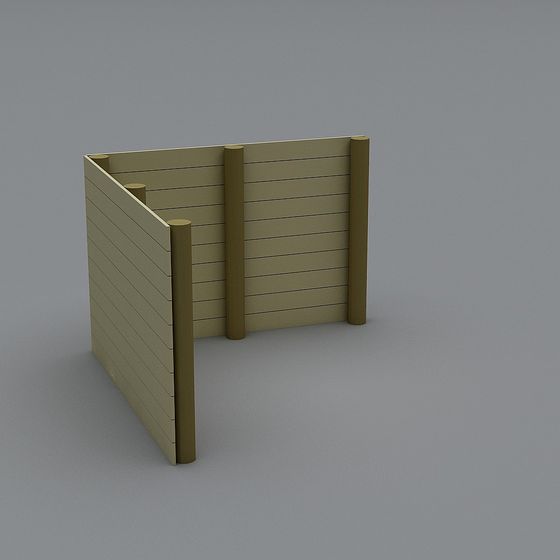 Low Poly Wooden Fence 3D Model