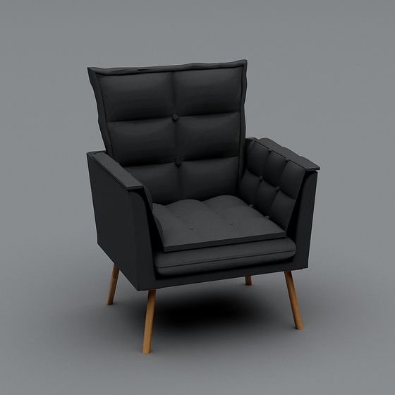 Chic Black Leather Armchair 3D model for Modern Spaces