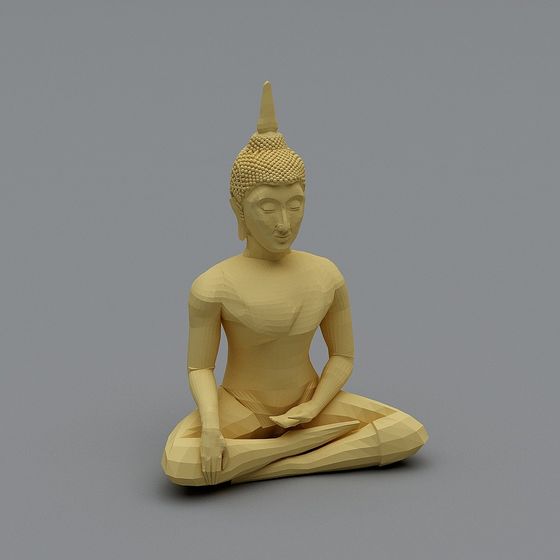 Zen Buddha 3D Model in Low Polygon