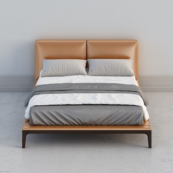 Stylish Low-Polygon Bed Frame 3D Model for Modern Interiors