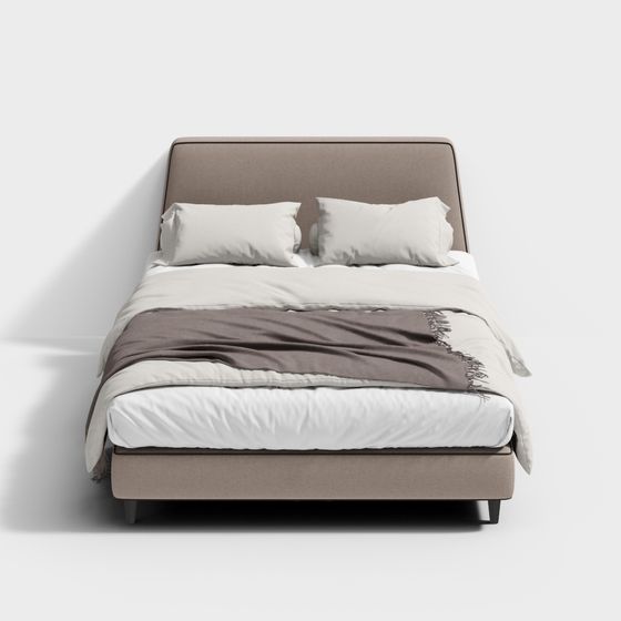Stylish Low-Polygon Bed 3D model for Modern Spaces