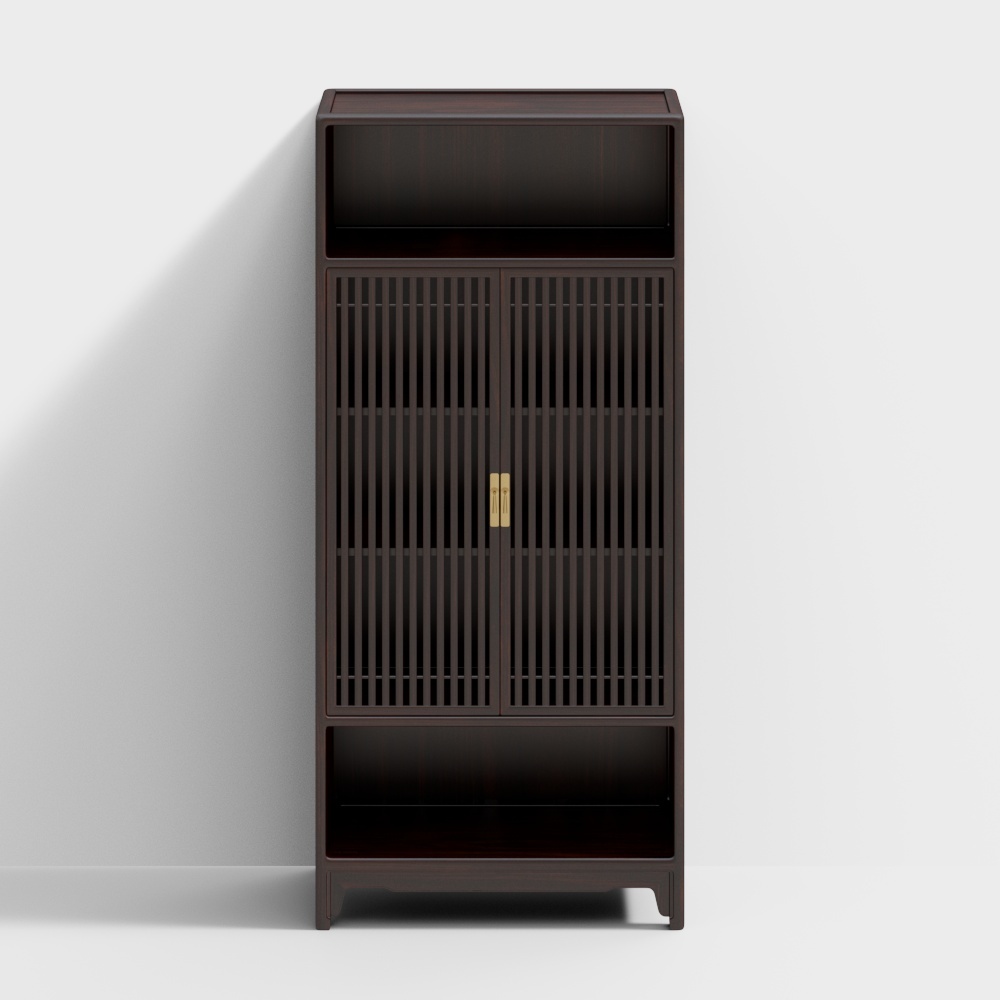 The bookcase is in the cabinet