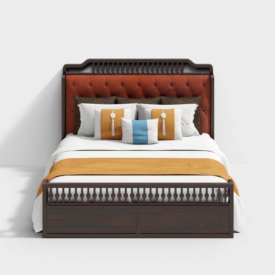 Vintage Elegance 3D model Bed for Modern Interiors