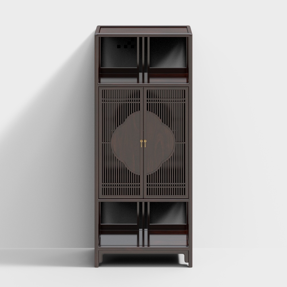 Outside the combination bookcase cabinet