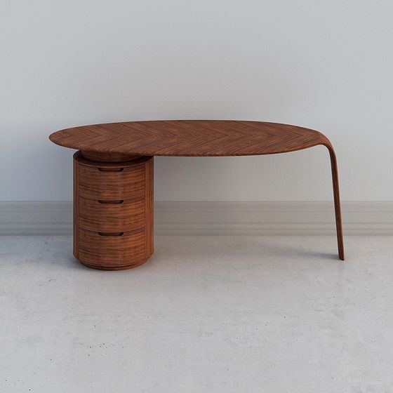 Elegant Curved Office Desk 3D model