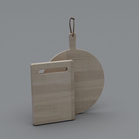 Low-Poly Wooden Cutting Board Set 3D model
