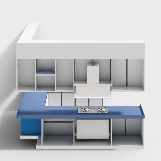 Sleek Low-Polygon Kitchen 3D Model for Creative Spaces