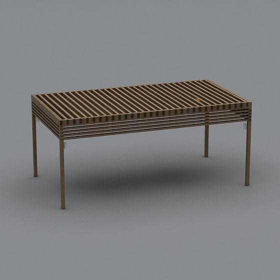 Stripe Wooden Table 3D model for Modern Interiors