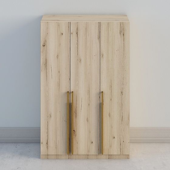 Stylish Low-Poly Wooden Storage Cabinet 3D model for Modern Spaces