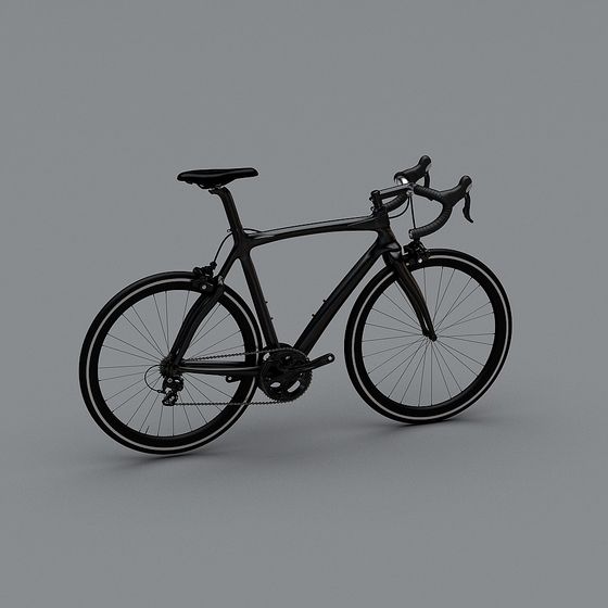 Highly Detailed Black Road Bicycle 3D Model