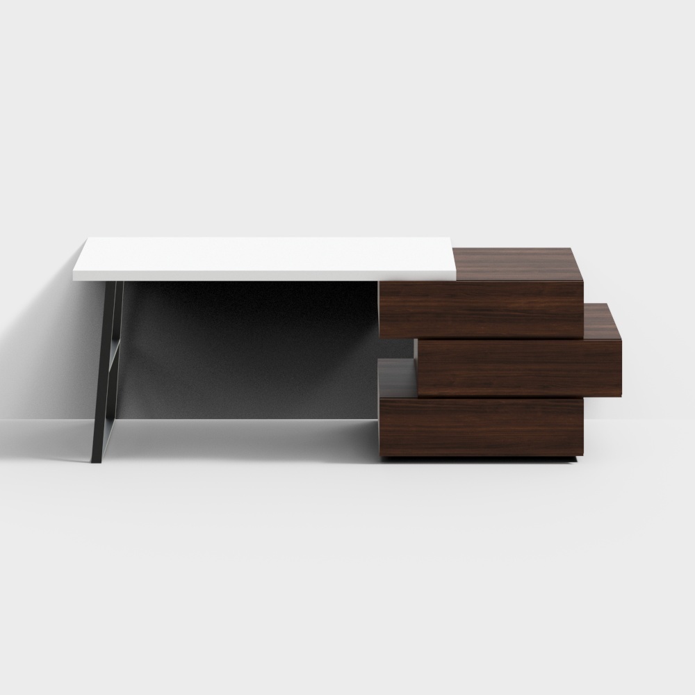 Urban Workspace Desk 3D Model – Modern Low-Poly Design
