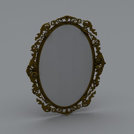 Elegant Oval Mirror 3D model with Vintage Charm
