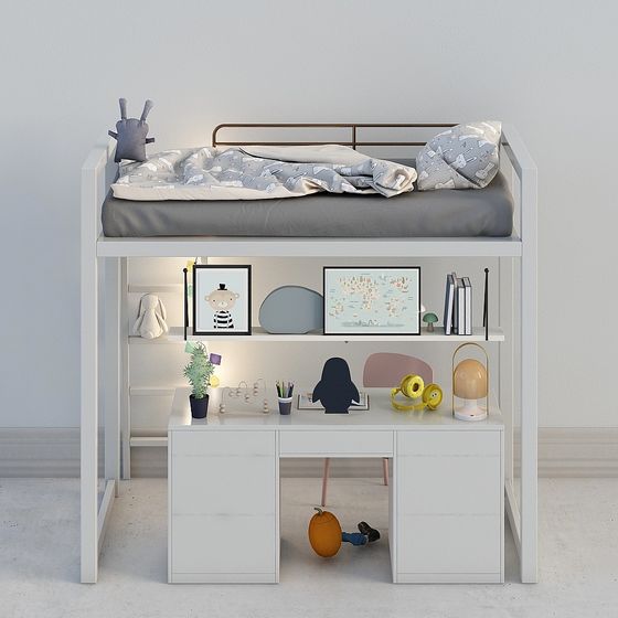 Children's Multifunctional Bed and Desk Combo 3D model