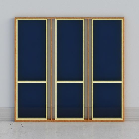 Elegant Wooden Partition Screen 3D model