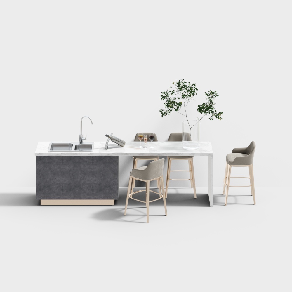 Modern bar bar chair set - 3