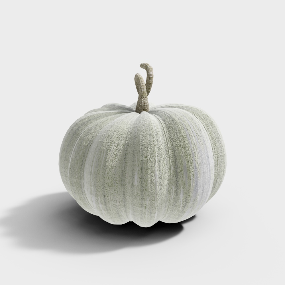 Charming Low-Poly Pumpkin 3D Model – Green Autumn Decor