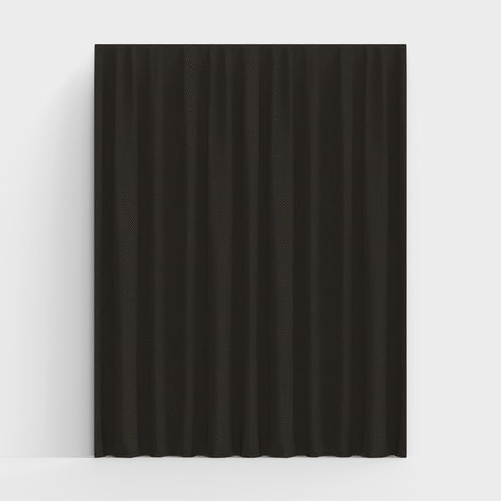 Elegant Black Striped Curtain 3D Model for Interiors