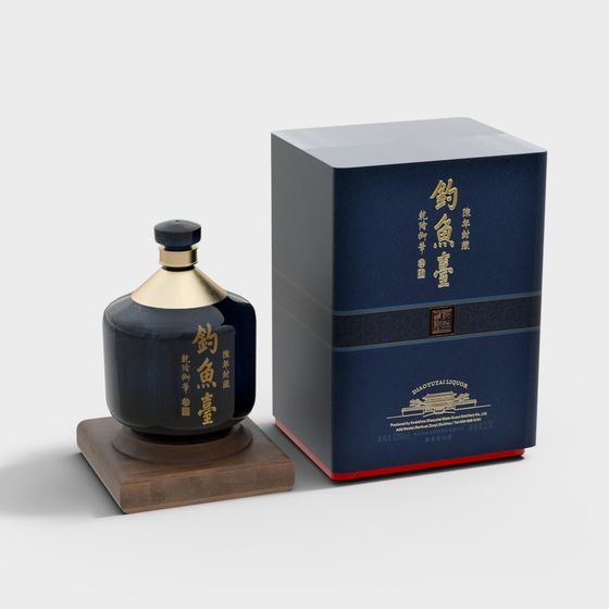 Elegant Eastern-Inspired Bottle and Packaging 3D model