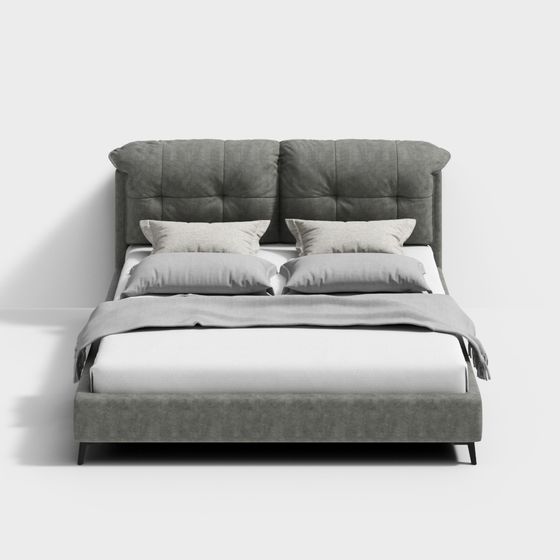 Elegant Modern Minimalist Bed 3D model