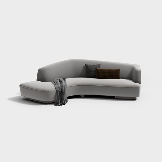 Stylish Gray Low-Polygon Sofa 3D model