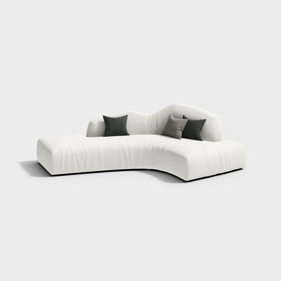 Modern Curved Sofa 3D Model in Black