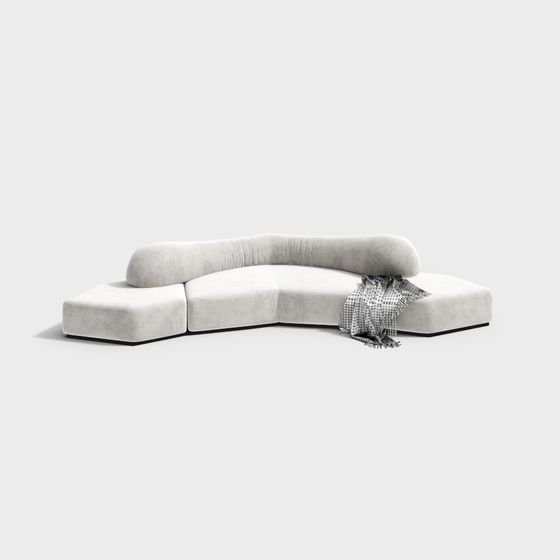 Black Irregular Multiplayer Sofa 3D Model