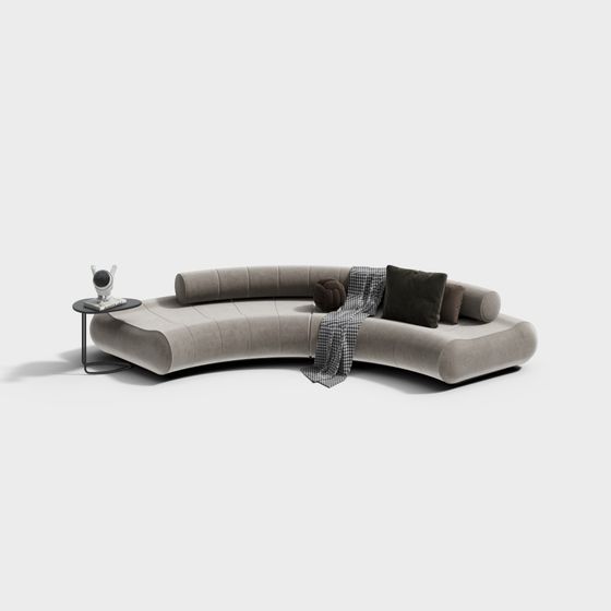 Elegant Curved Sofa 3D model for Modern Interiors