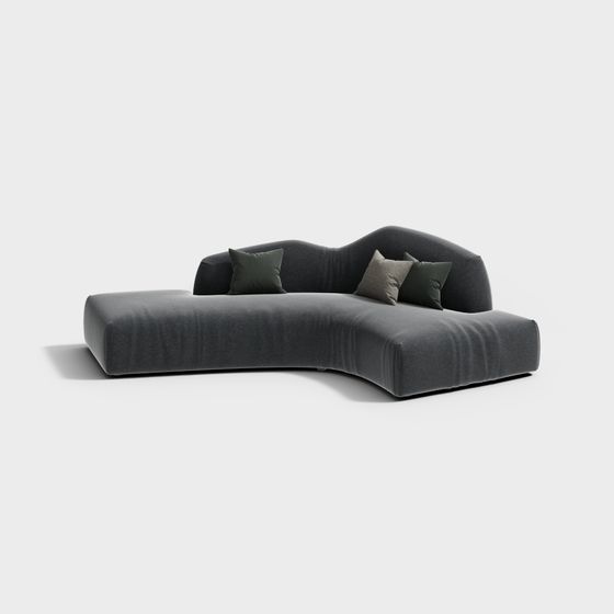 Stylish Low-Poly Sofa 3D model for Modern Interior