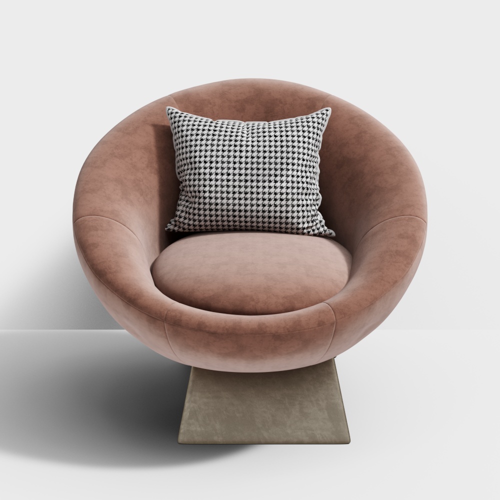 Smooth Modern Sofa Chair 3D Model – Pink Velvet Texture