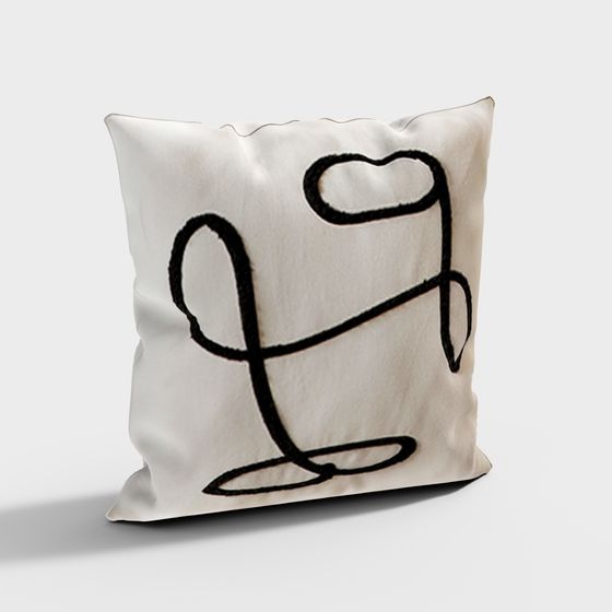 Abstract Line Pillow 3D model for Modern Art