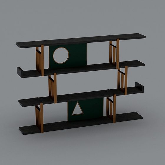 Stylish Low-Poly Bookshelf 3D model