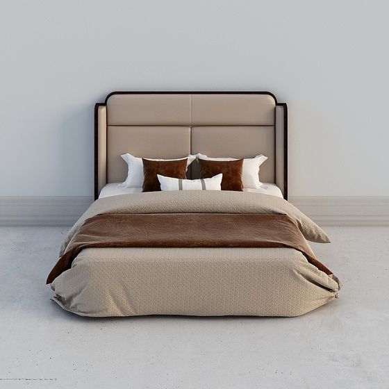 Elegant Low-Polygon Bed 3D Model
