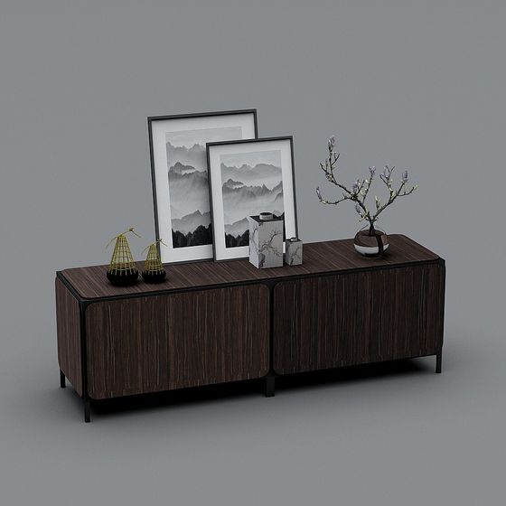Elegant Minimalist TV Cabinet 3D Model