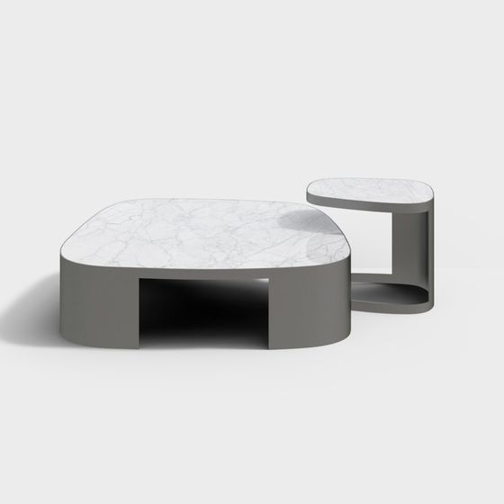 Minimalist Geometric Table Set 3D model for Modern Spaces