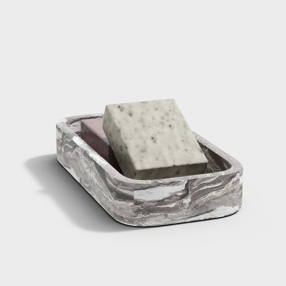 Elegant Low-Poly Marble Soap Dish 3D model