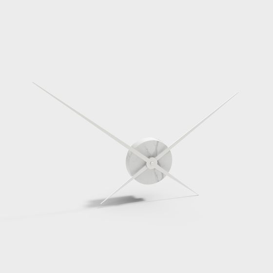 Modern minimalist wall clock with white marble face and thin hands on light grey background