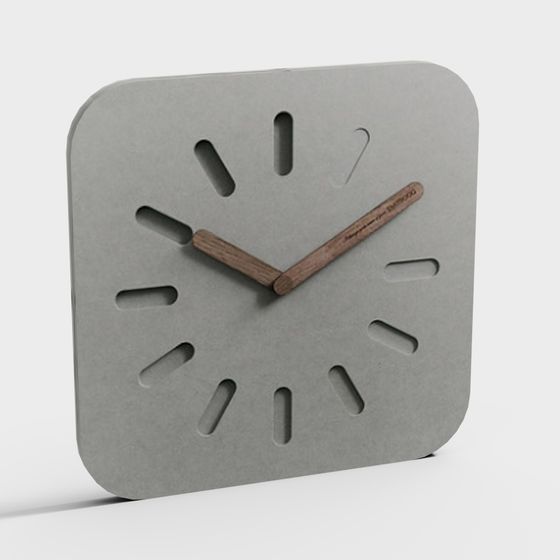 Modern Square Cement Clock 3D model
