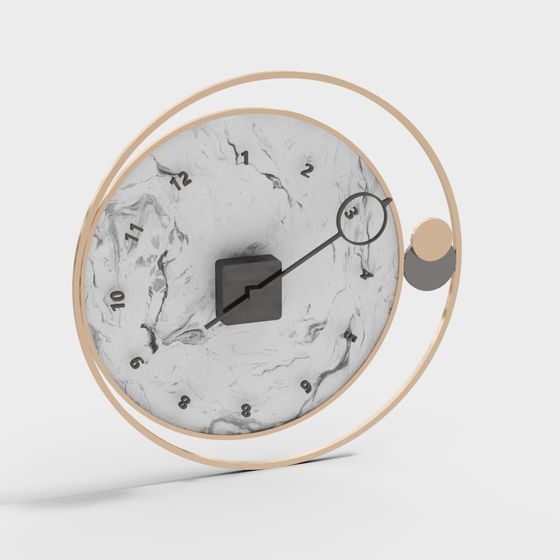 Stylish Marble Clock 3D model for Modern Interiors