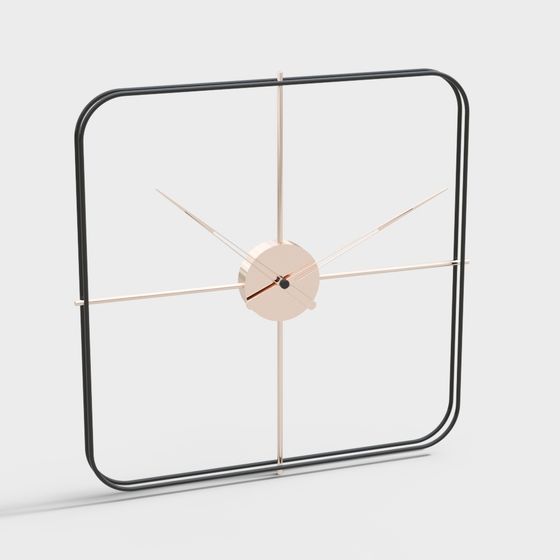 Stylish Square Wall Clock 3D model for Modern Spaces