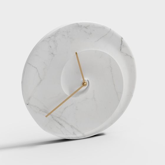 Elegant Marble Texture Desk Clock 3D model