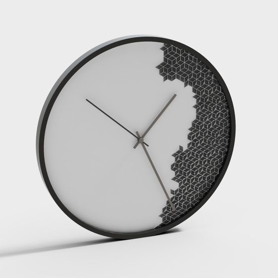 Modern Minimalist 3D Clock Model Design
