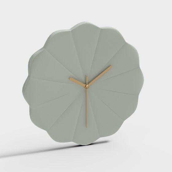 Elegant Green Fan-Shaped Clock 3D model