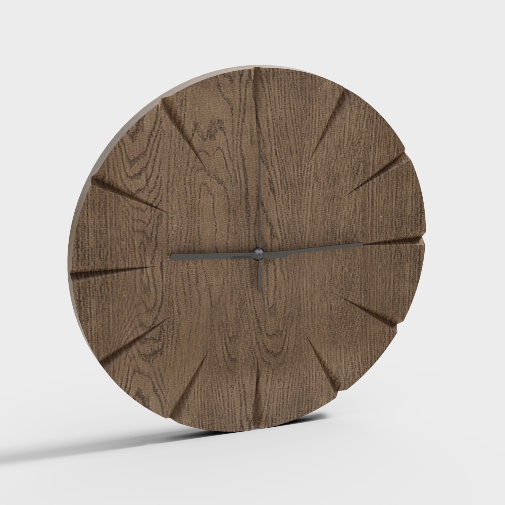 Wooden Forest Clock 3D Model – Rustic Low-Poly Design