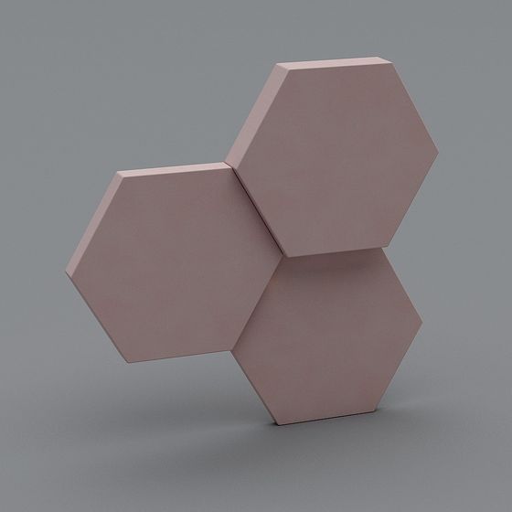 Soft Pink Hexagonal Tiles 3D model