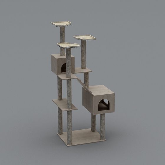 Low Polygon Cat Tree 3D model for Modern Homes