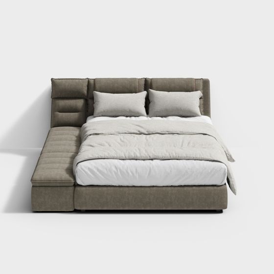 Elegant Low-Poly 3D Bed Model for Modern Interiors