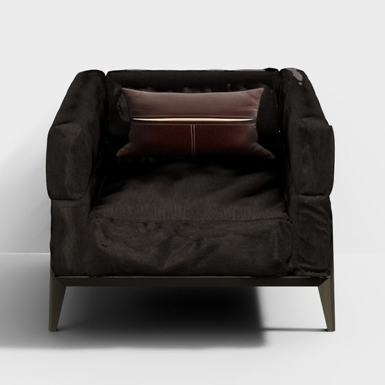 Elegant Low-Poly Black Sofa 3D model