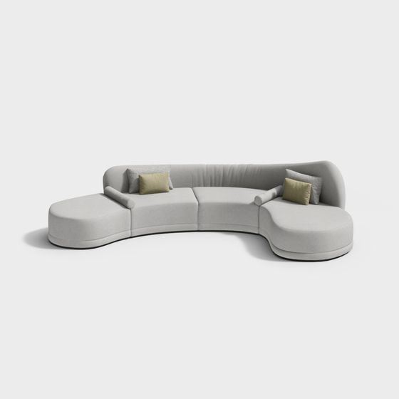 Elegant Curved Sofa 3D Model for Modern Interiors
